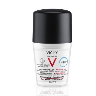Vichy Homme Anti-Perspirant 48h Sensitive Skin Anti-traces Roll-On 50ml - Υγιεινή στο Pharmeden.gr