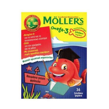 Moller's Omega-3 Ζελεδάκια Ψαράκια Γεύση Φράουλα 36τεμ - Συμπληρώματα στο Pharmeden.gr