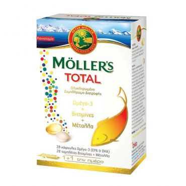 Moller's Total Ωμέγα 3 - Βιταμίνες - Μέταλλα 28 Κάψουλες & 28 Ταμπλέτες - Συμπληρώματα στο Pharmeden.gr