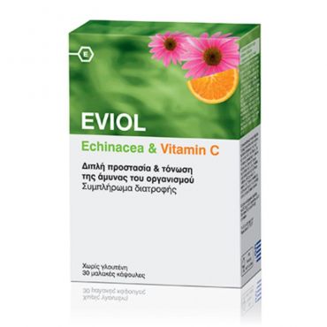 Eviol Echinacea & Vitamin C Συμπλήρωμα Διατροφής 30 soft caps - Βιταμίνες στο Pharmeden.gr