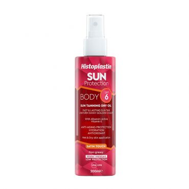 Histoplastin Sun Protection Tanning Dry Oil Body Satin Touch SPF6 200ml - Αντηλιακά στο Pharmeden.gr