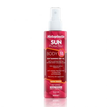 Histoplastin Sun Protection Tanning Dry Oil Body Satin Touch SPF15 200ml - Αντηλιακά στο Pharmeden.gr