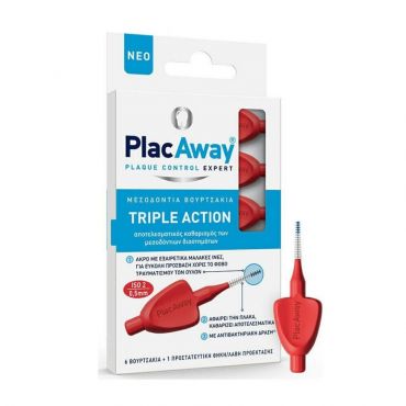 Omega Pharma Plac Away Μεσοδόντια Βουρτσάκια 0.5mm Κόκκινο 6 τεμ - Στοματική Υγιεινή στο Pharmeden.gr