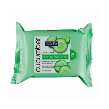 Beauty Formulas Cucumber Cool Moist Cleansing Facial Wipes  30 μαντηλάκια - Πρόσωπο στο Pharmeden.gr