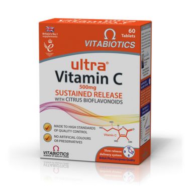 Vitabiotics Ultra Vitamin C  SR & Bioflavonoid 500mg 60 Tabs - Βιταμίνες στο Pharmeden.gr