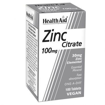 Health Aid Zinc Citrate 100mg 100 tabs - Συμπληρώματα στο Pharmeden.gr