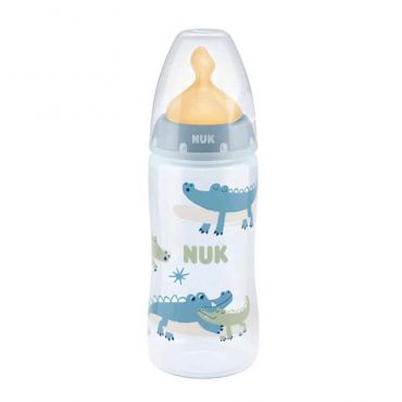 Nuk First Choice Plus Μπιμπερό Θηλή Latex με Δείκτη Ελέγχου Θερμοκρασίας Μπλε Κροκοδειλάκια Medium 300ml - Αξεσουάρ για Μωρά στο Pharmeden.gr