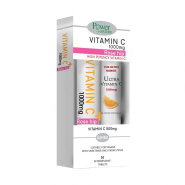 Power Health  Promo Vitamin C & Rose Hip 1000mg Stevia  20 αναβρ. δισκία & ΔΩΡΟ Ultra Vitamin C 500mg 20 αναβρ. δισκία -  στο Pharmeden.gr
