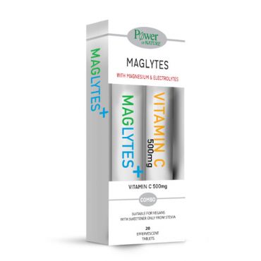 Power of Nature Maglytes with Magnesium & Electrolytes 20αναβρ. δισκία & Vitamin C 500mg stevia 20αναβρ. δισκία -  στο Pharmeden.gr