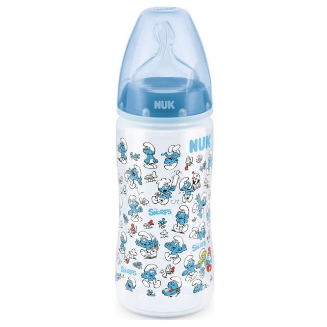 Nuk Μπιμπερό First Choice Plus "The Smurfs" με Θηλή Silicone 6-18m 300ml - Αξεσουάρ για Μωρά στο Pharmeden.gr
