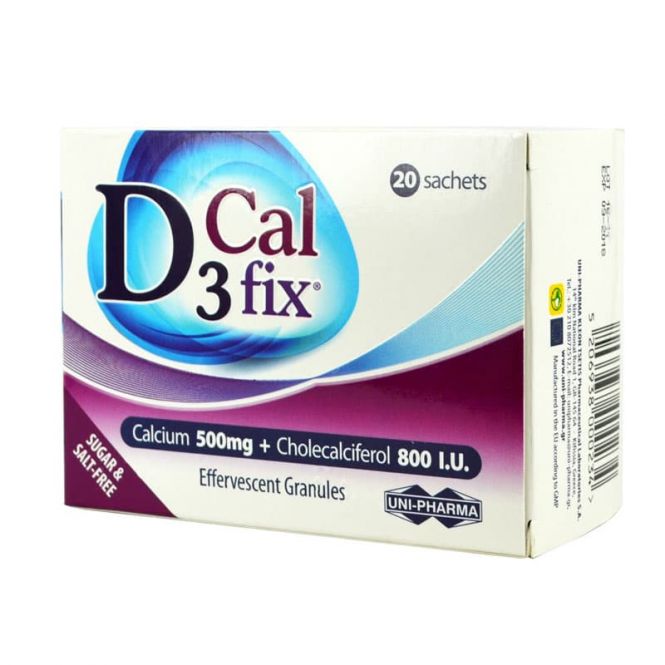Uni-Pharma D3 Cal Fix Calcium 500mg + Cholecalciferol 800iu 20 φακελίσκοι - Βιταμίνες στο Pharmeden.gr