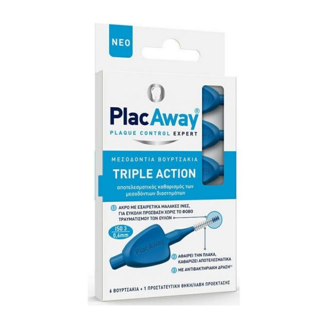Omega Pharma Plac Away Μεσοδόντια Βουρτσάκια 0.6mm Μπλε 6 τεμ - Στοματική Υγιεινή στο Pharmeden.gr