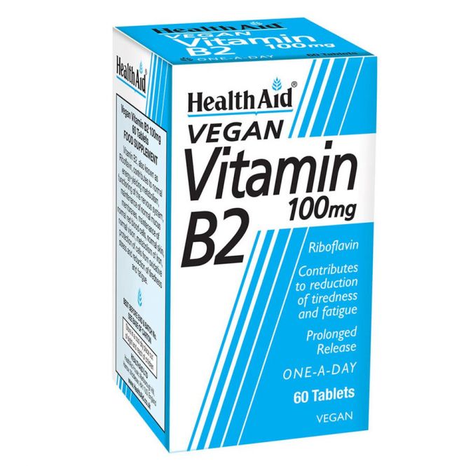 Health Aid Vitamin B2 100mg (Riboflavin) 60tbs - Βιταμίνες στο Pharmeden.gr